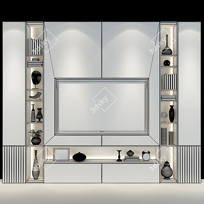 Sleek TV Wall Set 296 3D model image 2