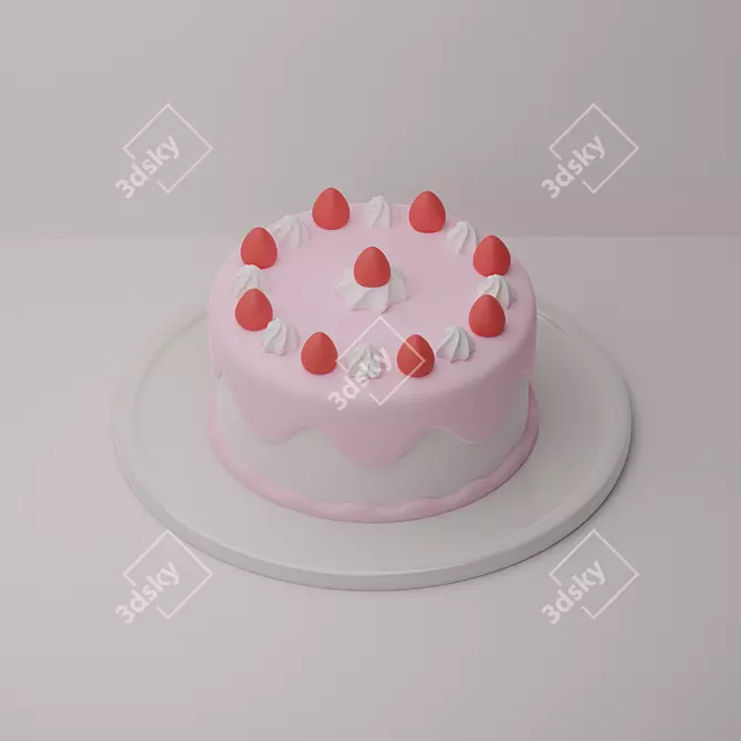 Strawberry Dream Cake 3D model image 1