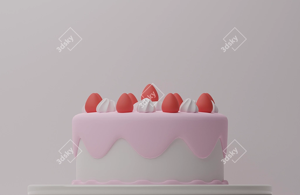 Strawberry Dream Cake 3D model image 3