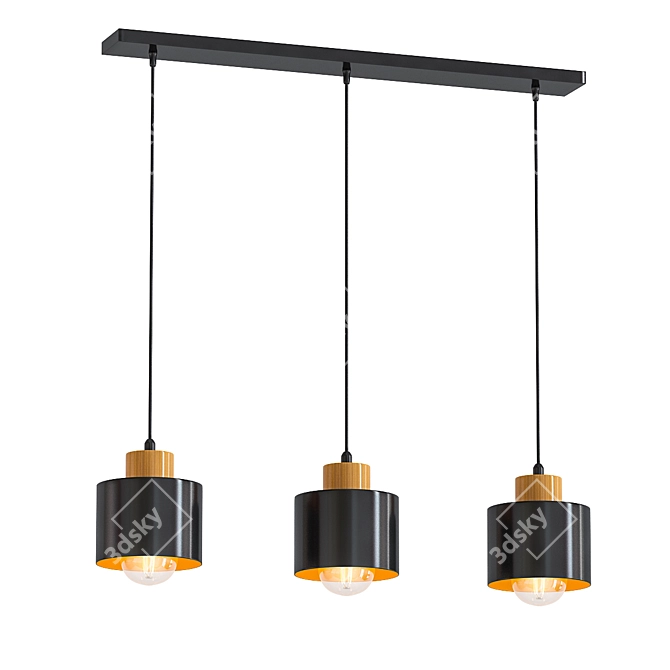 Modern 3-Light Linear Pendant 3D model image 1