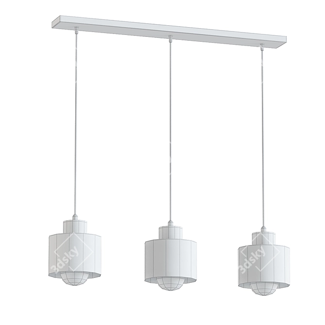 Modern 3-Light Linear Pendant 3D model image 2