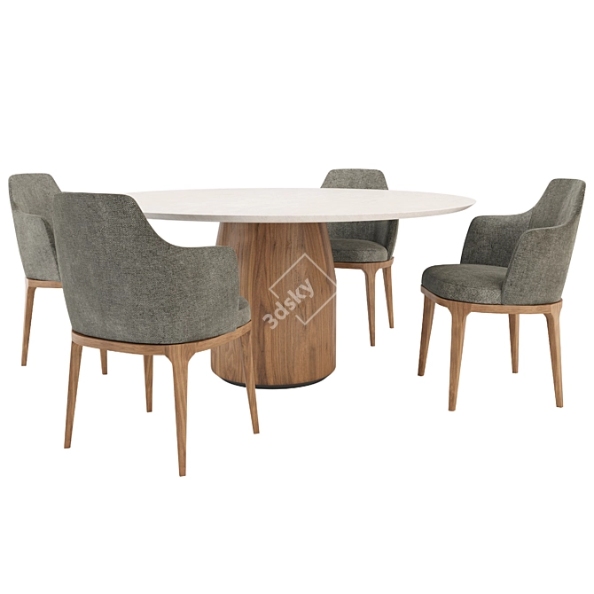 Elegant Lucylle Chair & Bule Table 3D model image 2
