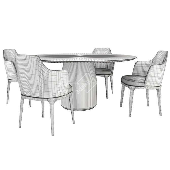 Elegant Lucylle Chair & Bule Table 3D model image 3