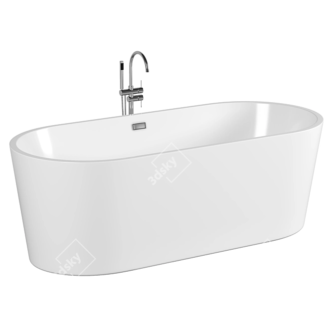 Sleek Oval Acrylic Bathtub 3D model image 1