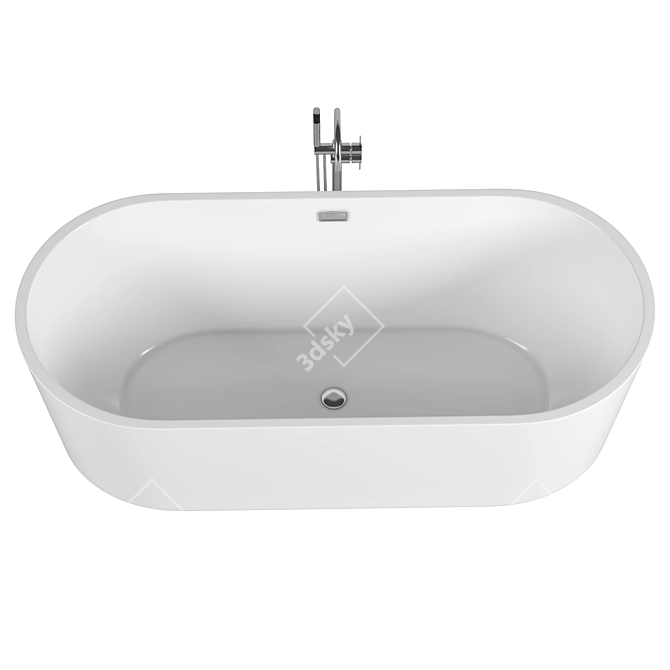 Sleek Oval Acrylic Bathtub 3D model image 2