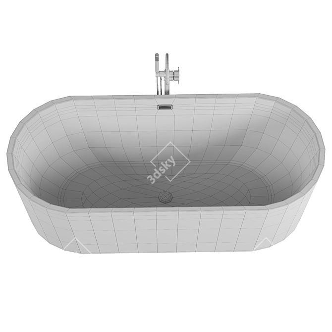 Sleek Oval Acrylic Bathtub 3D model image 3