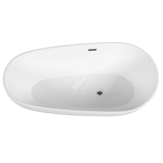 Modern Oval Acrylic Bathtub 3D model image 2