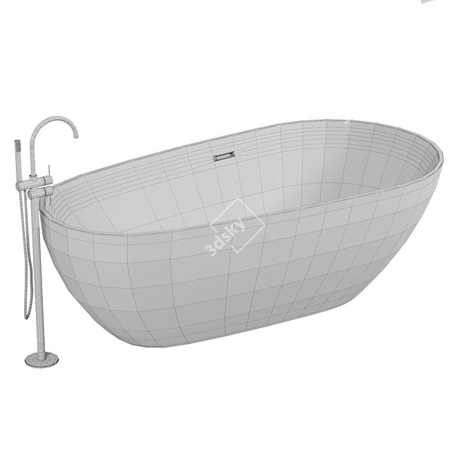 Modern Oval Acrylic Bathtub 3D model image 3