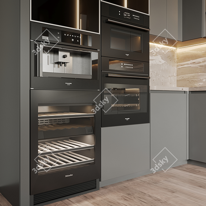 Modern Kitchen Set with High-End Appliances 3D model image 3