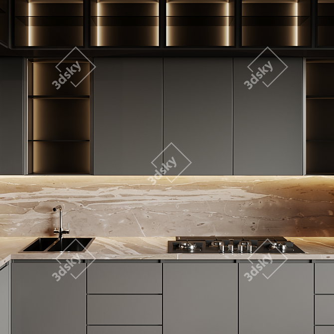 Modern Kitchen Set with High-End Appliances 3D model image 5