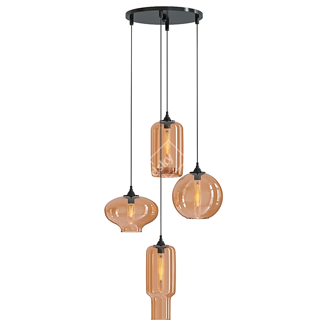 Rustic Amber Lambie Ceiling Lamp 3D model image 1