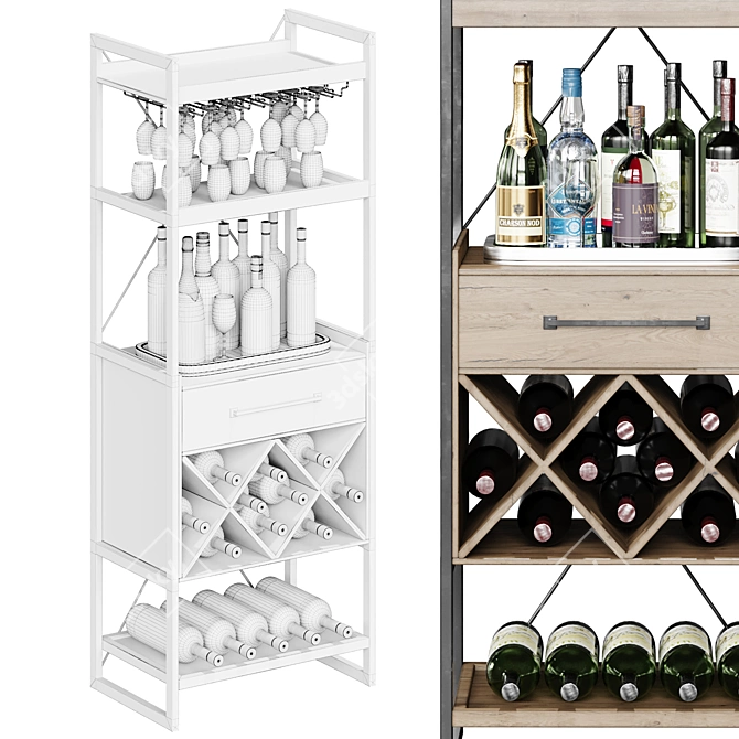 Sleek Wine Shelf: High-Quality, Render-Ready 3D model image 3