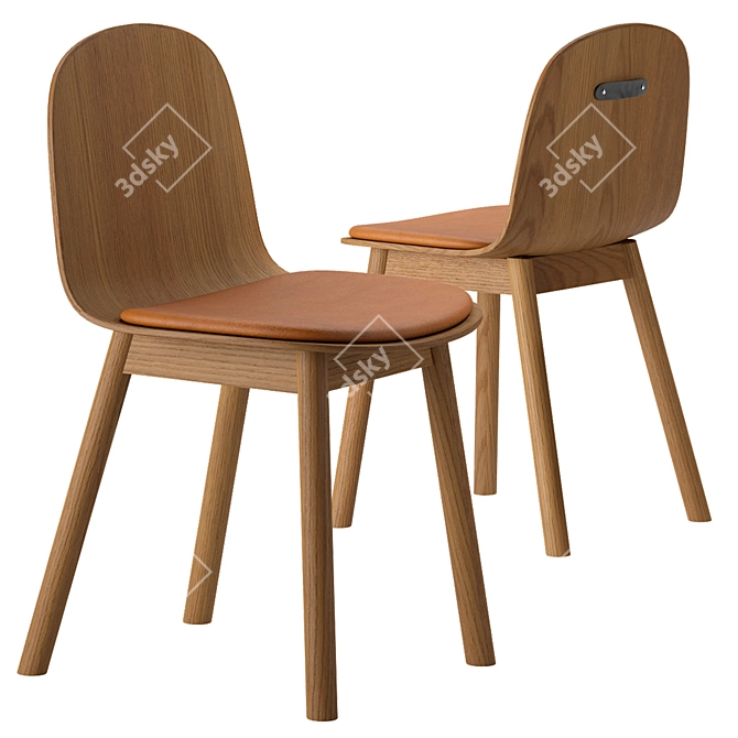 Elegant Oak Potato Chair with Seat Pad 3D model image 4