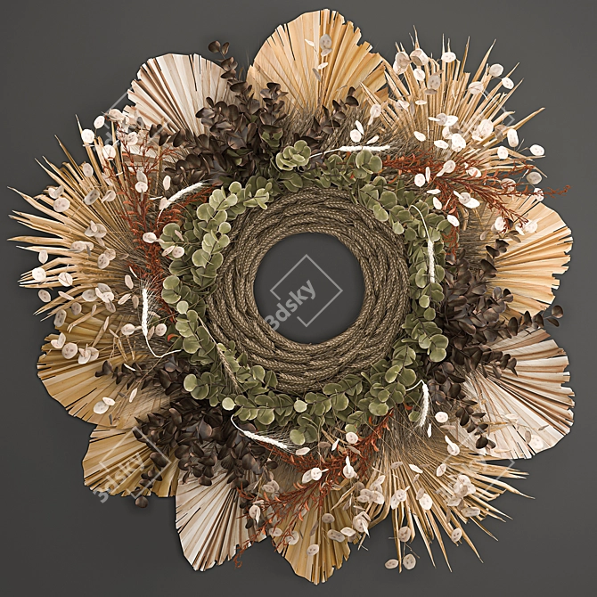 Organic Wheat Decor Wreath 3D model image 1