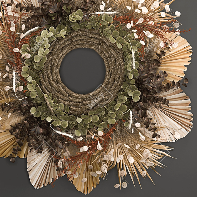 Organic Wheat Decor Wreath 3D model image 2