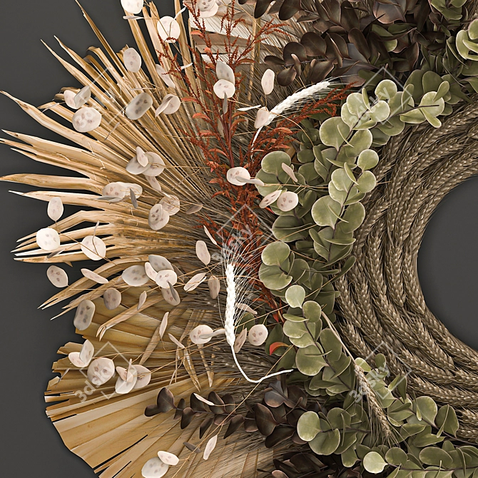 Organic Wheat Decor Wreath 3D model image 3