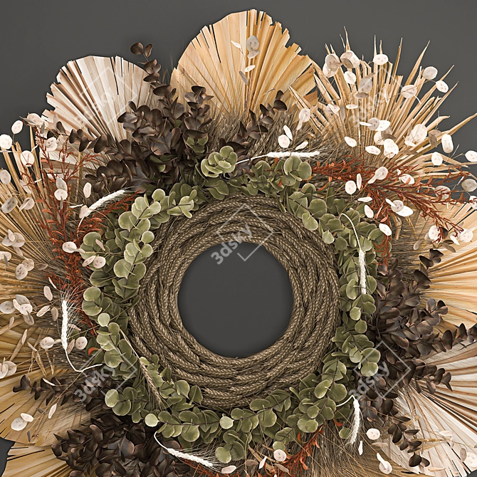 Organic Wheat Decor Wreath 3D model image 4