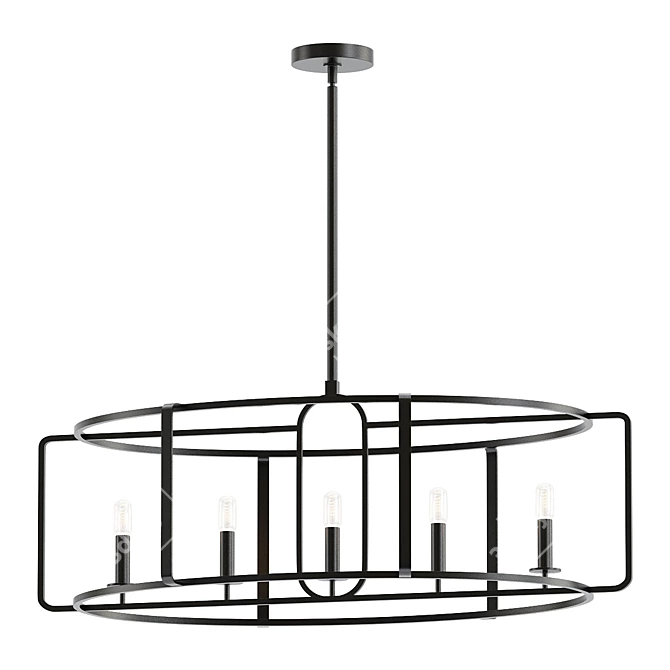 Santina 5-Light Linear Suspension: Elegant Illumination 3D model image 1