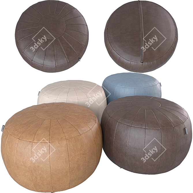 Rotot Pouf: Luxurious Leather Ottoman 3D model image 1