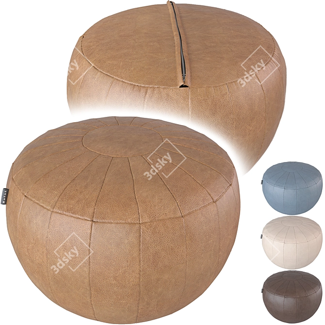 Rotot Pouf: Luxurious Leather Ottoman 3D model image 3