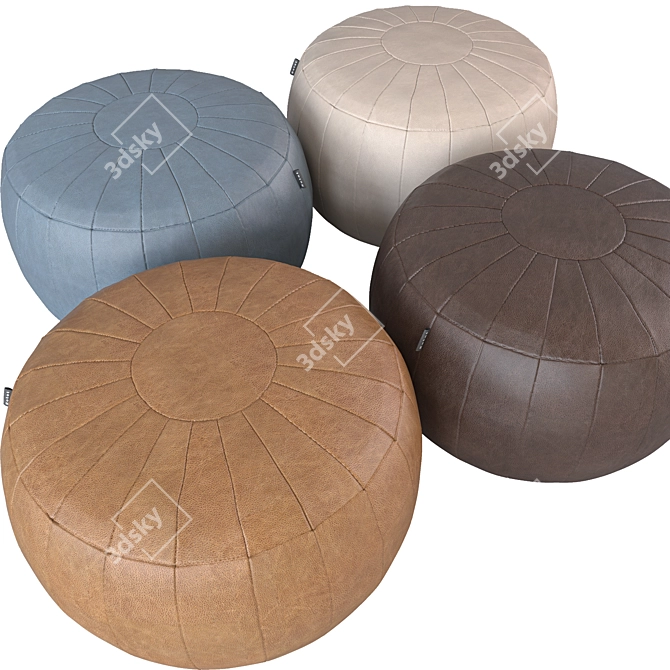 Rotot Pouf: Luxurious Leather Ottoman 3D model image 4