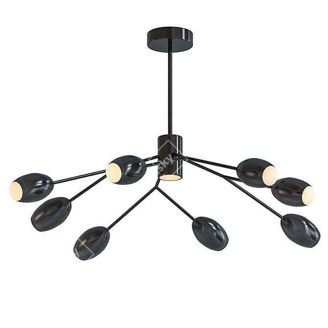 Sleek Black Acrylic Chandelier 3D model image 1