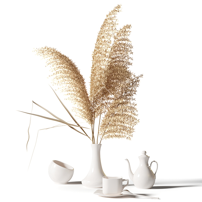 Herb Bouquet & Tea Set 3D model image 1