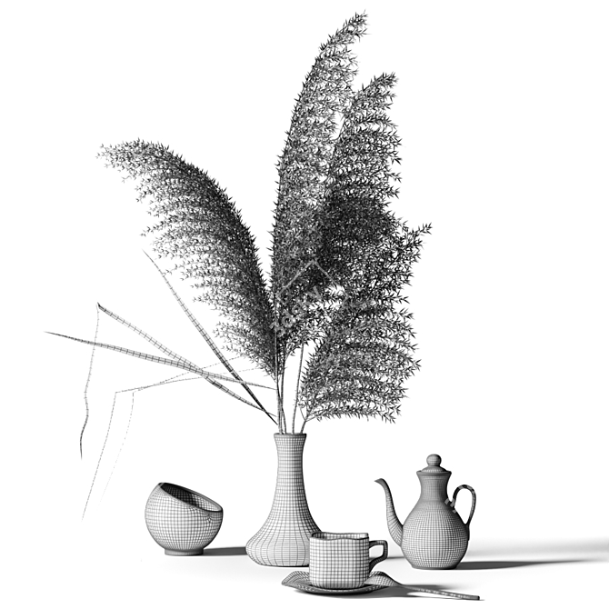 Herb Bouquet & Tea Set 3D model image 2
