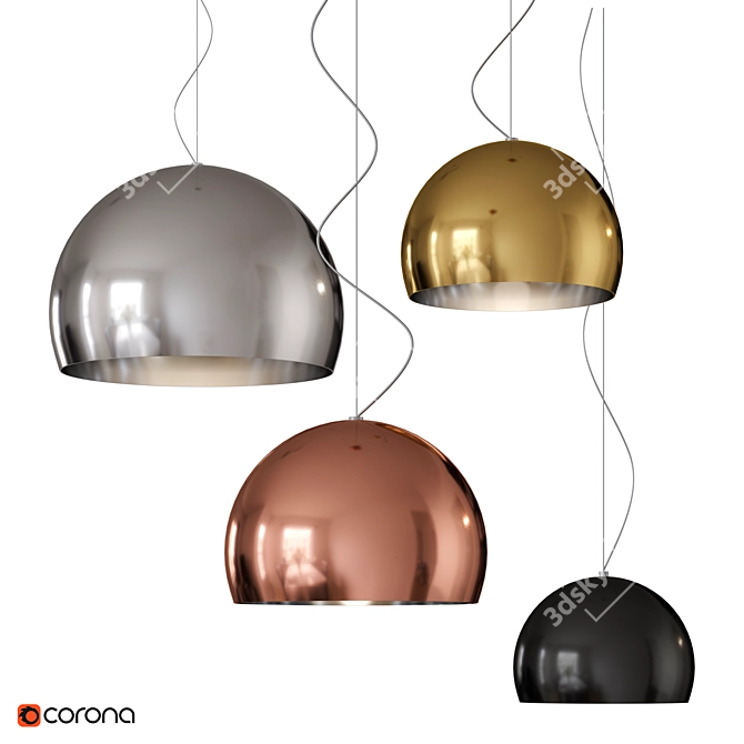 Sleek Pendant Light Kartell | Varied Sizes 3D model image 1