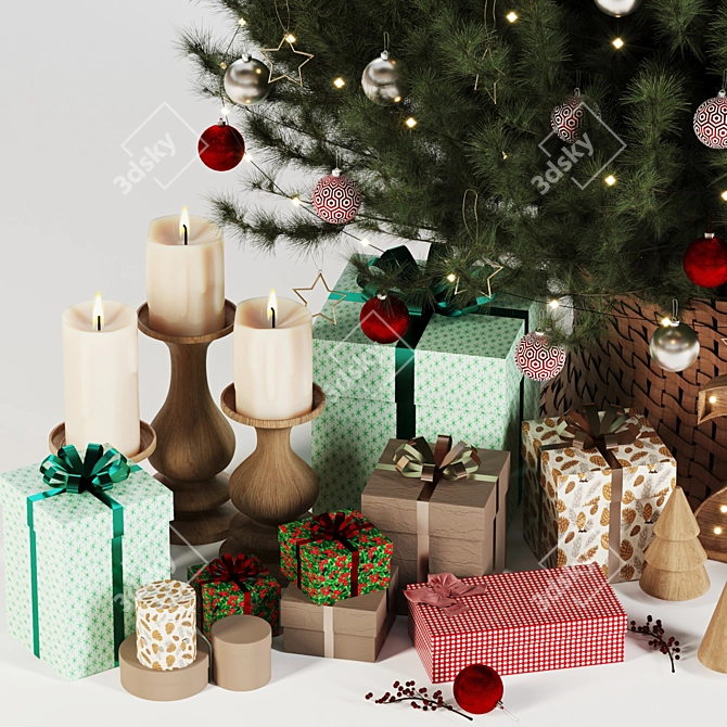 Festive Green Christmas Tree | 200Cm Height 3D model image 2