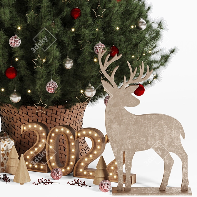 Festive Green Christmas Tree | 200Cm Height 3D model image 3