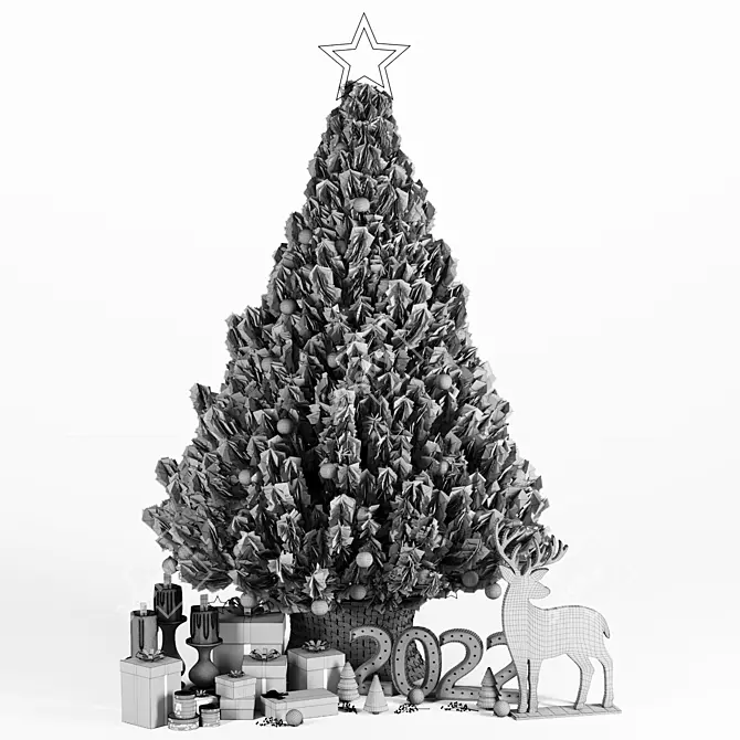 Festive Green Christmas Tree | 200Cm Height 3D model image 4