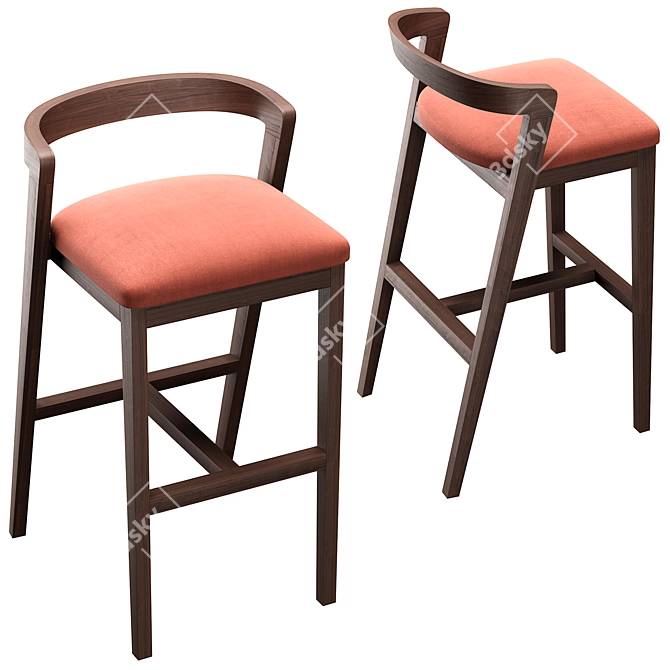 Sleek Venus Bar Stool 3D model image 4