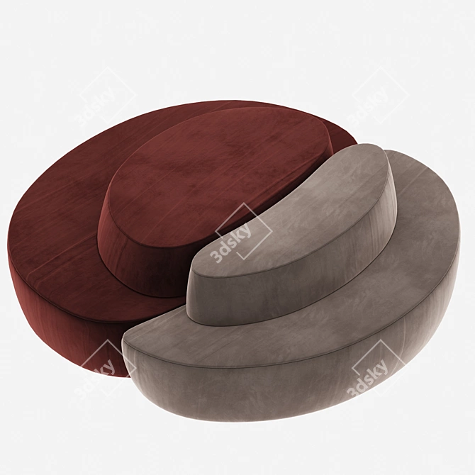 Stylish Moon Velvet Sofa 3D model image 2