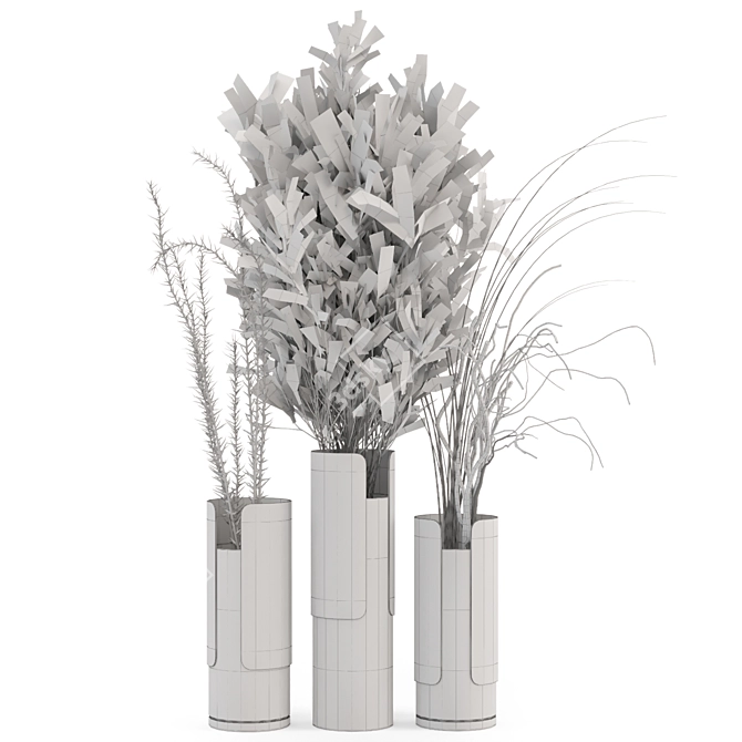 Wood & Ceramic Indoor Plant Combo - Set 345 3D model image 5