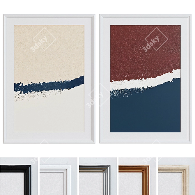 Modern Abstract Picture Frame Set 3D model image 1