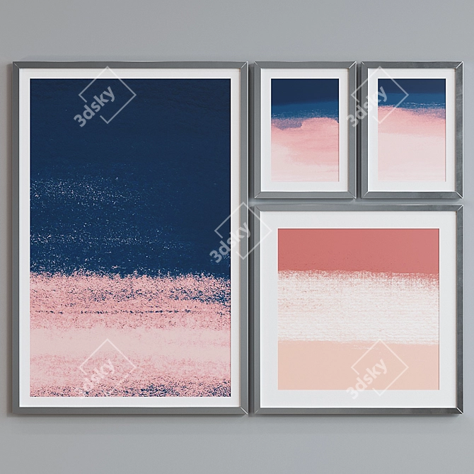 Modern Picture Frame Set with Abstract Designs 3D model image 5