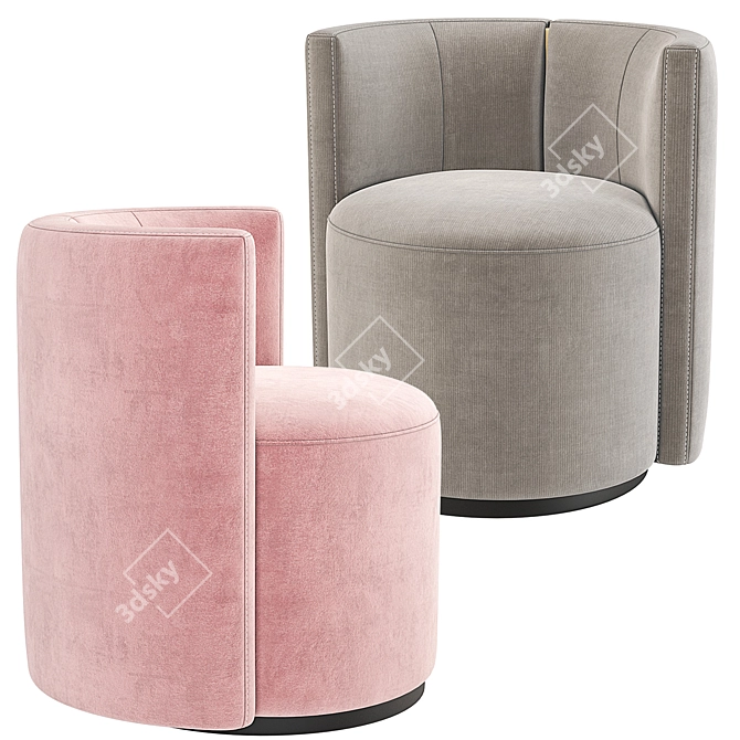 Fendi Casa Loulou Velvet Armchair 3D model image 3