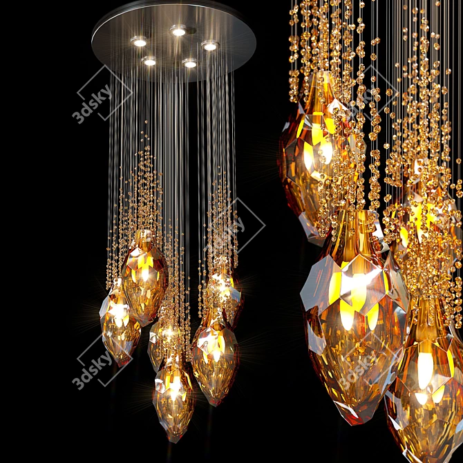 Glimmering Crystal Pendant Light 3D model image 1