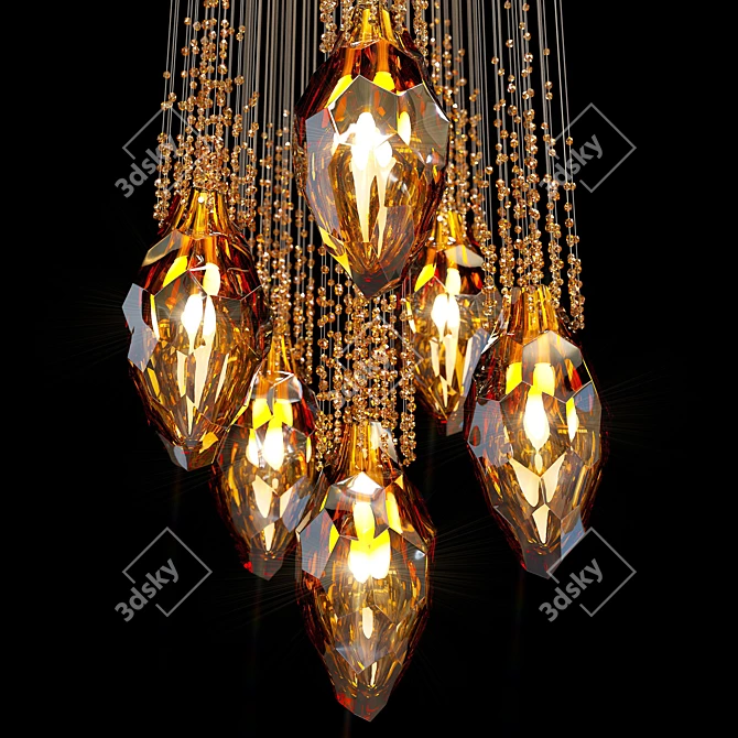 Glimmering Crystal Pendant Light 3D model image 2