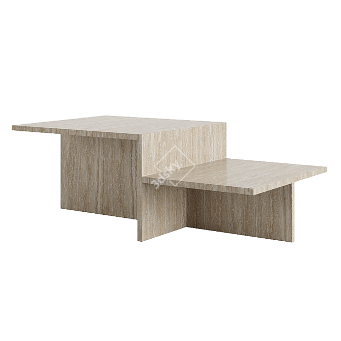 Travertino Stone Coffee Table 3D model image 1