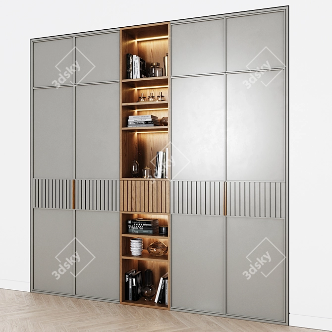 Modern Wood Handle Wardrobes 36 3D model image 2