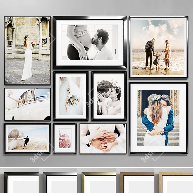 10-Piece Multi-Frame Wedding Art Set 3D model image 1