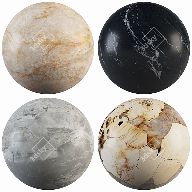 Elegant Marble Collection: Patagonia, Gray, Black Marquina, Crystal Beige 3D model image 1