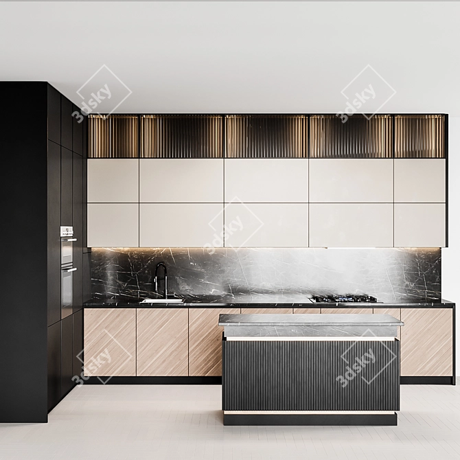 Sleek Kitchen Haven 3D model image 1