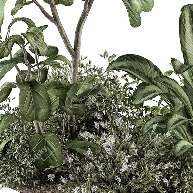 Outdoor Oasis: Tree and Plant Bush 3D model image 3