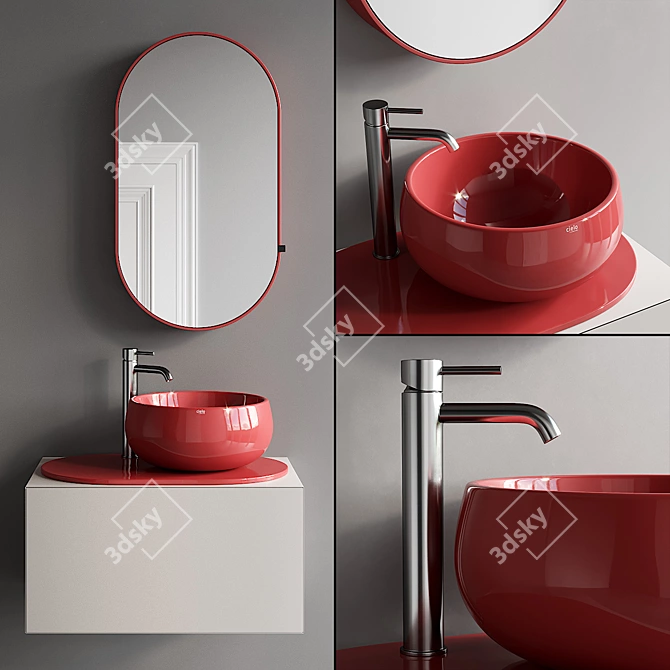 Ceramica Cielo Delfo Set 4: Vanity, Washbasin & Mirror 3D model image 1