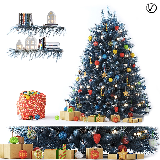 Blue Christmas Tree | Vray 3D model image 1