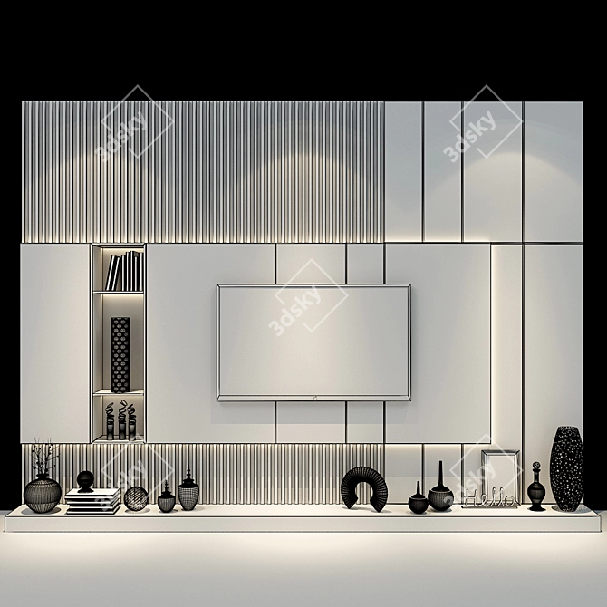 Sleek TV Shelf: Organize Your Entertainment 3D model image 2