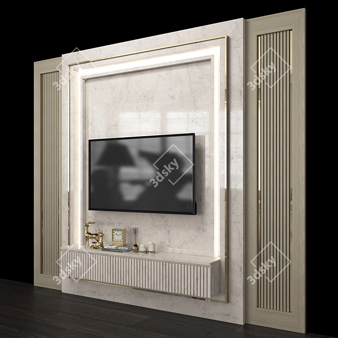 Sleek TV Wall Set with 50" Screen 3D model image 4